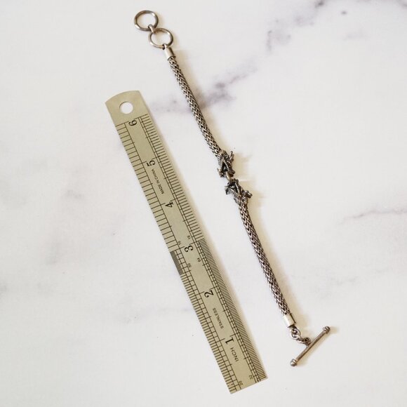 Sterling Silver Dragon Head Toggle Bracelet – Vintage 925 Braided Mesh Chain - Picture 6 of 6